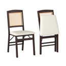 Folding Dining Chairs Set of 2 Rubber Wood Chairs with Linen Padded Seat