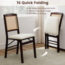 Folding Dining Chairs Set of 2 Rubber Wood Chairs with Linen Padded Seat