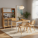 Kitchen Dining Set with Extendable Table 2 Rattan Accent Chairs and Kitchen Cabinet