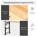 3-Piece Patio Picnic Table Set: Adjustable Wooden Picnic Table + Umbrella + Umbrella Base