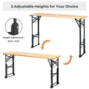 3-Piece Patio Picnic Table Set: Adjustable Wooden Picnic Table + Umbrella + Umbrella Base