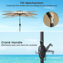 3-Piece Patio Picnic Table Set: Adjustable Wooden Picnic Table + Umbrella + Umbrella Base