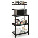 Kitchen Organization with 4-Tier Kitchen Microwave Storage Rack and Trash Can