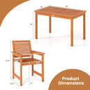5 Pieces Patio Wood Dining Set Outdoor Rectangular Table and Chairs
