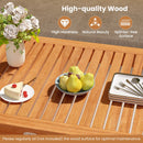 5 Pieces Patio Wood Dining Set Outdoor Rectangular Table and Chairs