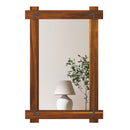 Acacia Wood Mirror & Electric Fireplace TV Stand Set - Rustic Vintage Home Heating Bundle