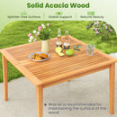 5-Pieces Patio Dining Table Set Wood Square Dining Table with 4 Chairs and Slatted Tabletop