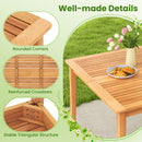 5-Pieces Patio Dining Table Set Wood Square Dining Table with 4 Chairs and Slatted Tabletop