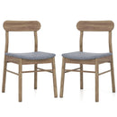 Fabric Upholstered Kitchen Armless Dining Chairs with Rubber Wood Frame Set of 2-Oak