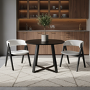 3-Piece Mid-Century Dining Set with 36‚Äù Round Pedestal Table and 2 Sherpa Upholstered Chairs