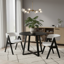 3-Piece Mid-Century Dining Set with 36‚Äù Round Pedestal Table and 2 Sherpa Upholstered Chairs