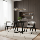 3-Piece Mid-Century Dining Set with 36‚Äù Round Pedestal Table and 2 Sherpa Upholstered Chairs