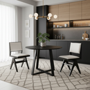 3-Piece Mid-Century Dining Set with 36‚Äù Round Pedestal Table and 2 Swivel Sherpa Upholstered Chairs