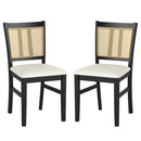 3-Piece Mid-Century Dining Set with 36‚Äù Round Pedestal Table and 2 Farmhouse Rattan Dining Chairs