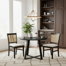 3-Piece Mid-Century Dining Set with 36‚Äù Round Pedestal Table and 2 Farmhouse Rattan Dining Chairs