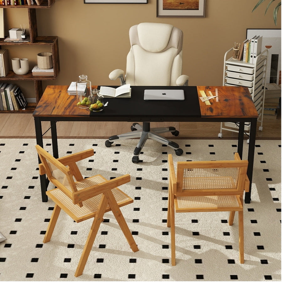 All-in-One Home Office Furniture Bundle - Ergonomic Chair Spacious Desk Multi-Drawer Cart Bookshelf & Accent Chairs