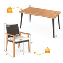 7-Pieces Patio Dining Table Set Acacia Wood Table and 6 Armchairs