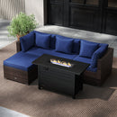 Heavy-duty Frame Rattan Sofa Set with 60000 BTU Firepit Table