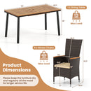 Outdoor Dining Set for 6 Patio Wicker Armchairs and Acacia Wood Table