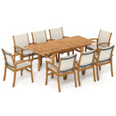 9 Pieces Acacia Wood Patio Dining Set for 6