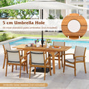 9 Pieces Acacia Wood Patio Dining Set for 6