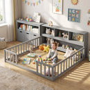 Montessori Twin Floor Bed and Kids Toy Storage Cabinet Bundle