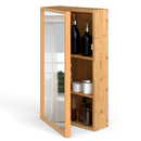 Bamboo Small Medicine Cabinet with Mirror Door and Removable Shelves-Natural