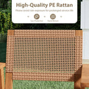 5 Pieces Acacia Wood Dining Set with Outdoor Table and Rattan Chairs for 4 Persons