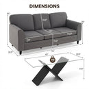 Contemporary Living Room Furniture Suite: Modern 3-Seat Teddy Velvet Sofa + 47-Inch Glass Coffee Table