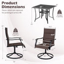 5 Pieces Outdoor Dining Set with 4 Swivel Chairs and 36 Inch Square Patio Table