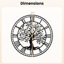 Large Wall Clock 27 Inch Tree of Life Big Metal Wall Clock-Black