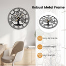 Large Wall Clock 27 Inch Tree of Life Big Metal Wall Clock-Black