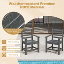 7 Pieces Outdoor Dining Table Set for 6 People 67 Inch HDPE Patio Rectangle Table and 6 Armchairs