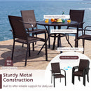 5 Pieces Patio Dining Set for 4 Outdoor Square Table and Stackable Chairs