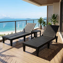 3-Piece Outdoor Adjustable Chaise Lounge Set with 2 Recliners and 1 Side Table for Garden Backyard