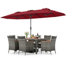 8-Piece Patio Dining Set with Double-Sided Market Umbrella