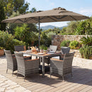 8 Pieces Outdoor Wicker Dining Furniture and 13.5 FT Double-Sided Patio Umbrella