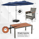 8 Pieces Outdoor Wicker Dining Furniture and 13.5 FT Double-Sided Patio Umbrella