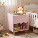 Toddler Scalloped Side Table with Wide Top & Open Compartment