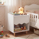 Toddler Scalloped Side Table with Wide Top & Open Compartment