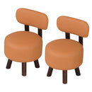 Small Footrest Stools Set of 2 Round Ottoman with Backrest