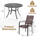 5 Pieces Patio Dining Set for 4 42.5 inch Outdoor Round Metal Table