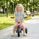 Glowing Wheels Toddler Tricycle Foldable Kids Trike with Basket and Duck Bell