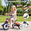 Glowing Wheels Toddler Tricycle Foldable Kids Trike with Basket and Duck Bell