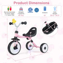 Glowing Wheels Toddler Tricycle Foldable Kids Trike with Basket and Duck Bell