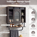 Bathroom Wall Cabinet with Sliding Barn Door and Metal Hanging Bar with 3 Hooks
