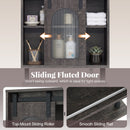 Bathroom Wall Cabinet with Sliding Barn Door and Metal Hanging Bar with 3 Hooks