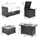 5-Piece Patio Furniture Set with Propane Fire Pit Table