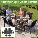 7-Piece Patio Dining Set for 6 with Rectangle Metal Table and Stackable Breathable Mesh Armchairs