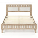 Queen Wood Bed Frame with Upholstered Headboard
